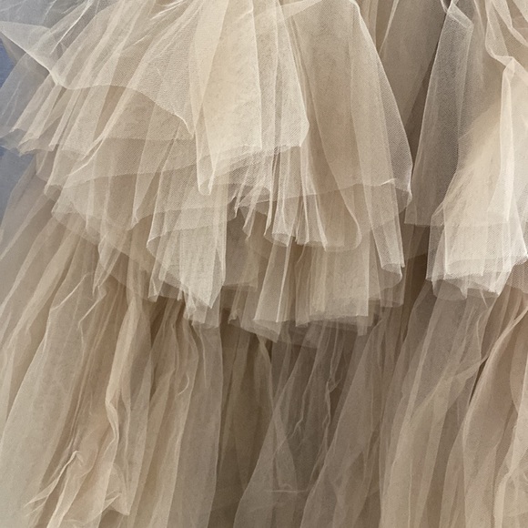 Custom made high low tiered tulle skirt taupe - Picture 7 of 7